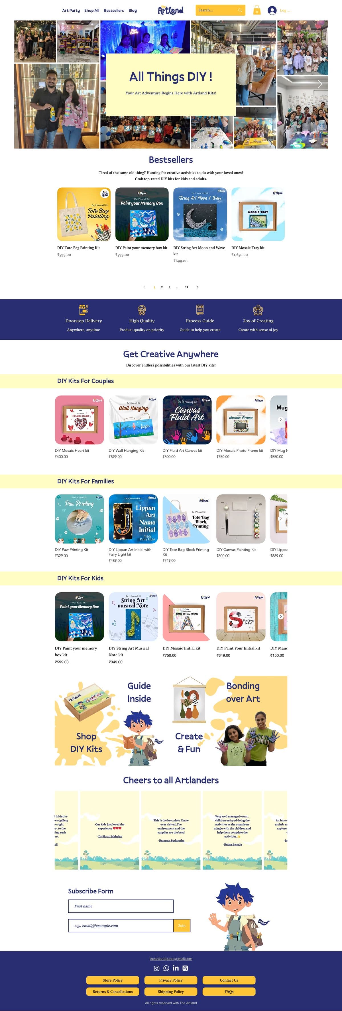 The full Artland homepage